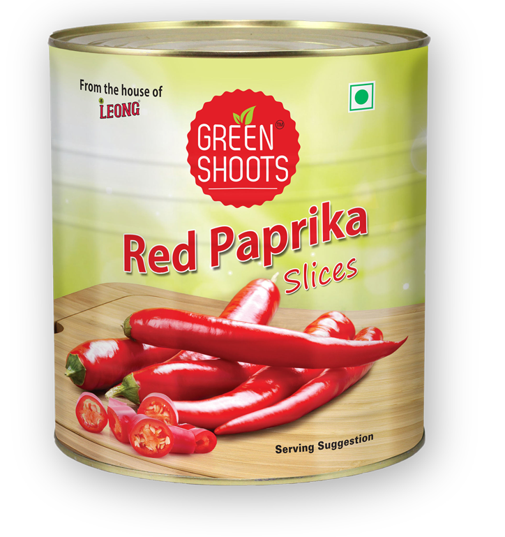 Green Shoots Red Paprika Sliced